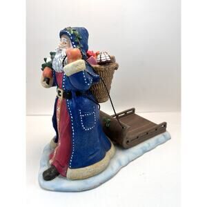 PartyLite‎ Santa Pulling Sleigh Bag Toys Candle Holder Christmas 8" Tall Sled